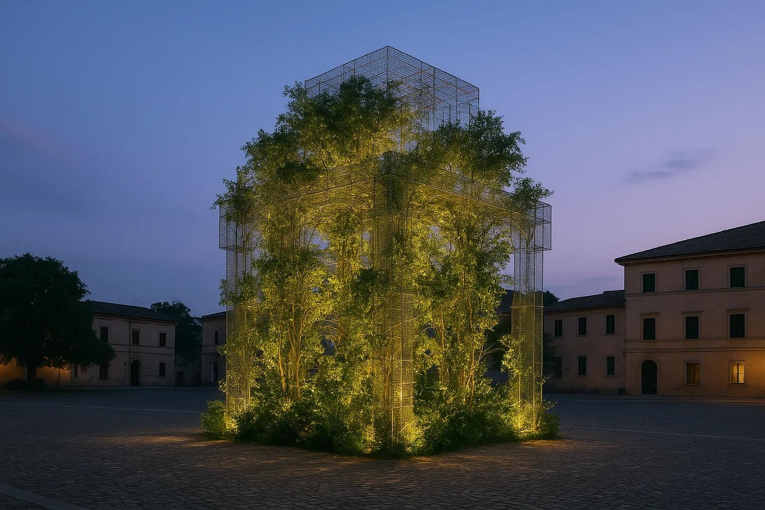 Installazione artistica 'Selva' di Edoardo Tresoldi illumina piazza Mignanelli