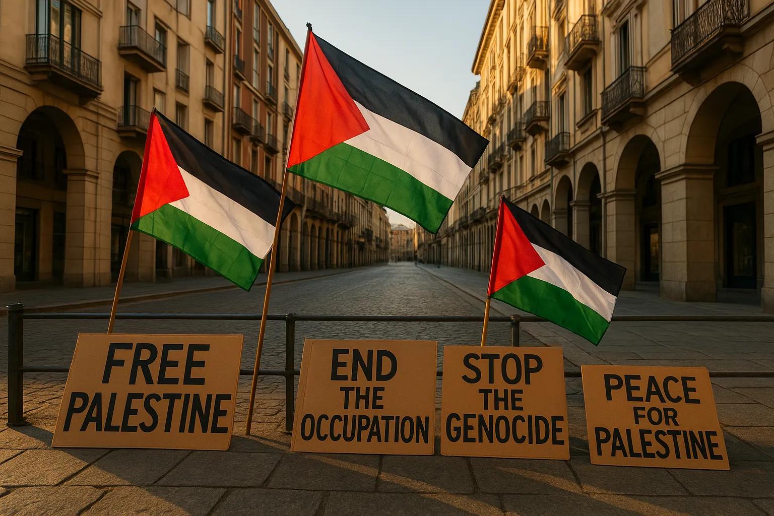 Corteo pro Palestina parte dal Campus Luigi Einaudi di Torino