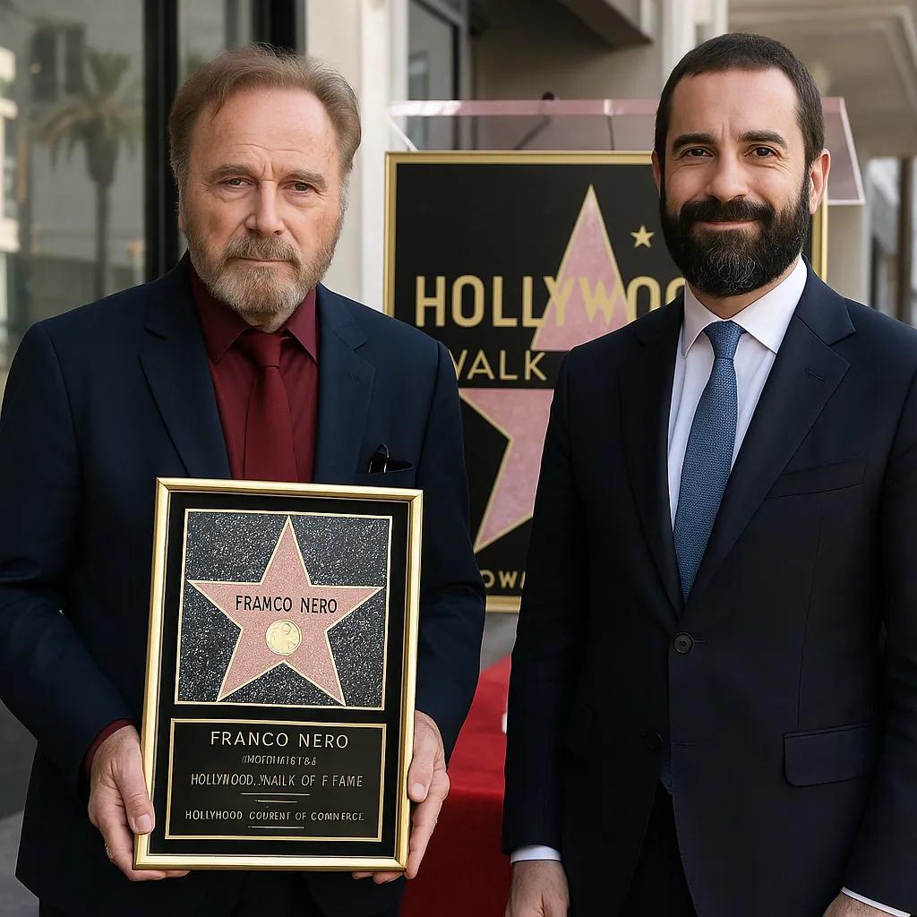 Franco Nero stella Hollywood Walk of Fame, cerimonia al Mic