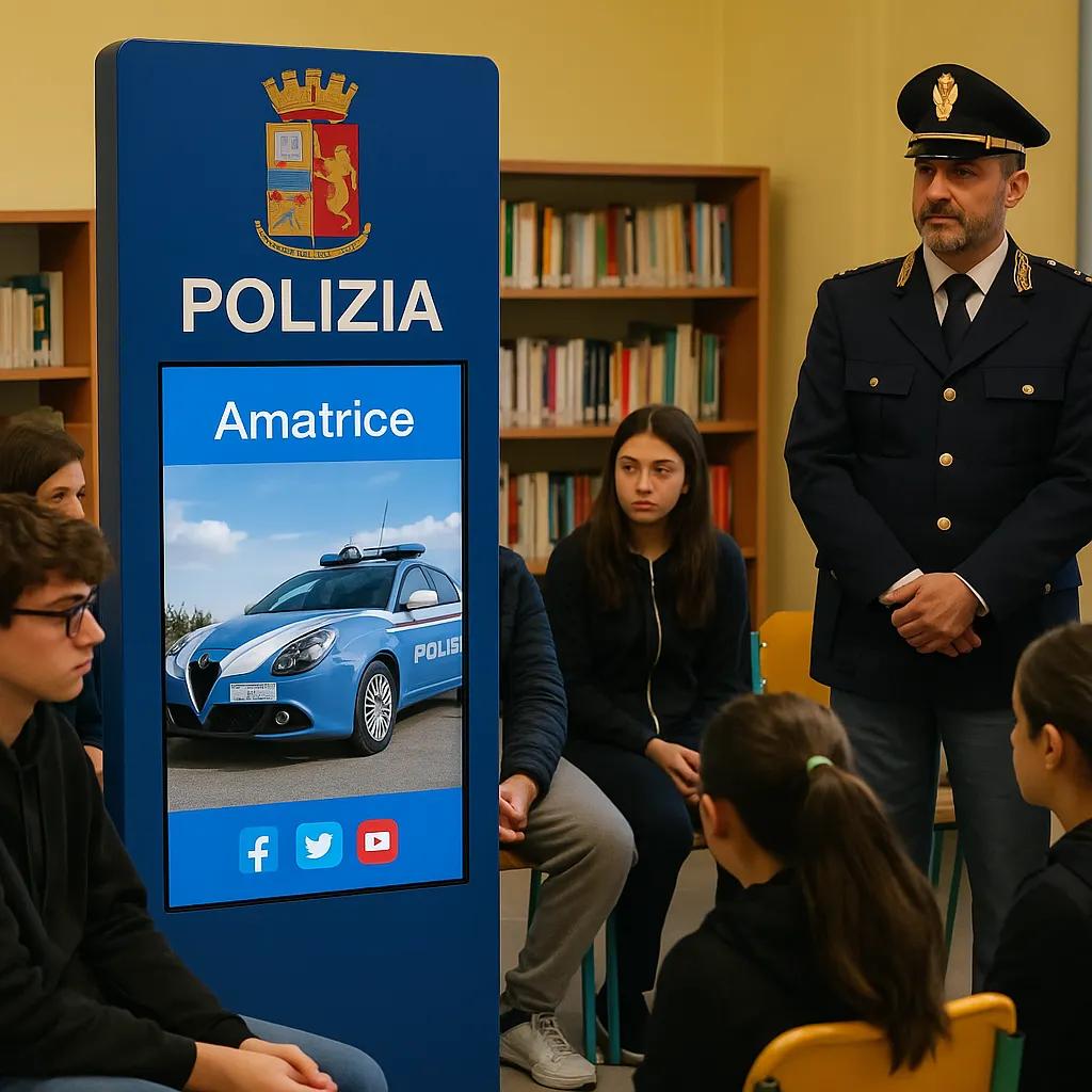 Totem multimediale Polizia ad Amatrice presentato a Mattarella