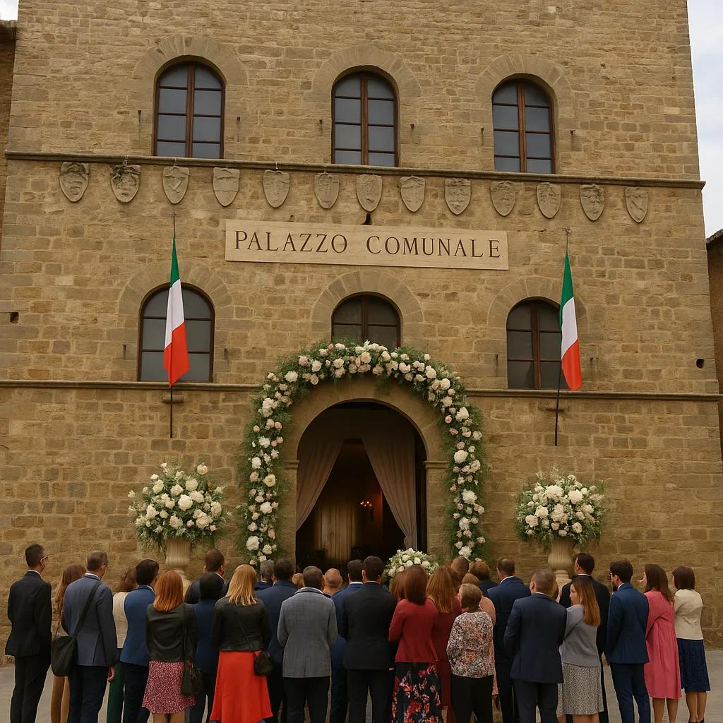 Damiano Davide e Dove Cameron: Nozze a Montalcino nel Palazzo Comunale