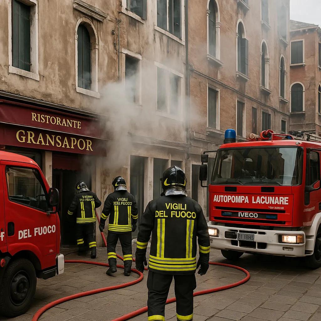 Incendio al ristorante Gransapor di Venezia: intervento tempestivo dei Vigili del fuoco