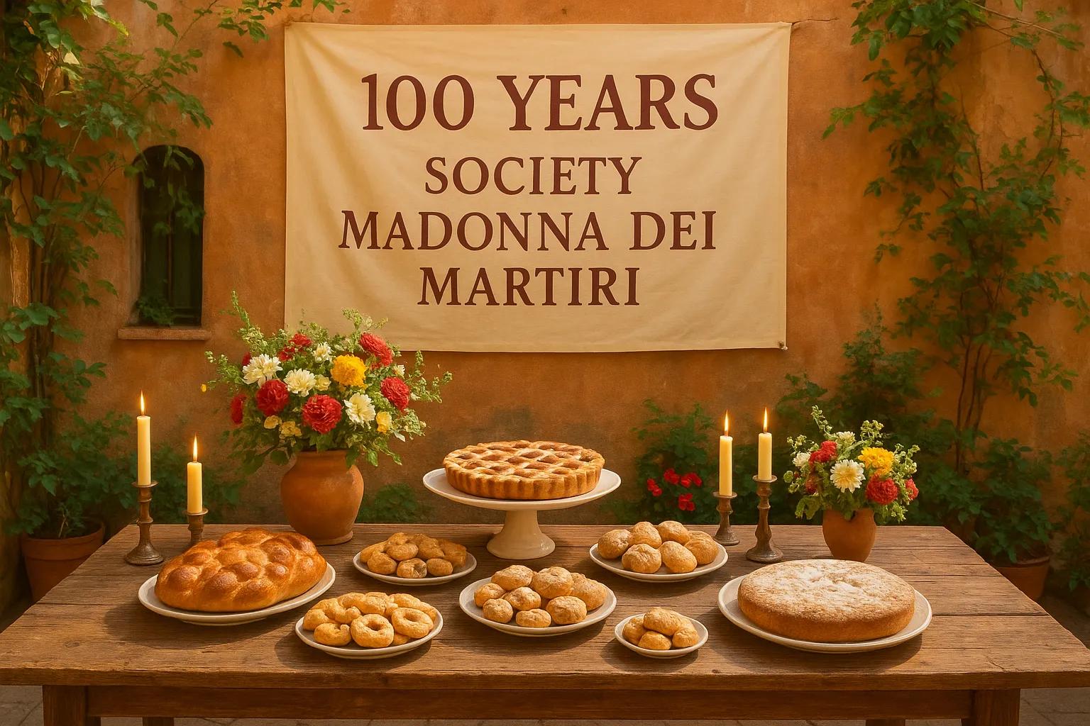 Poster celebrativo per i 100 anni della Society Madonna dei Martiri di Hoboken